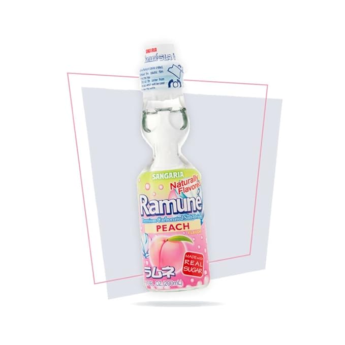 Sangaria Ramune Japanese Soft Drinks Marble Soda Carbonated Variety Pack Bundles Mix Favor Combo Original Strawberry Orange Melon Grape Peach Lychee Flavors 6.76 Fl Oz