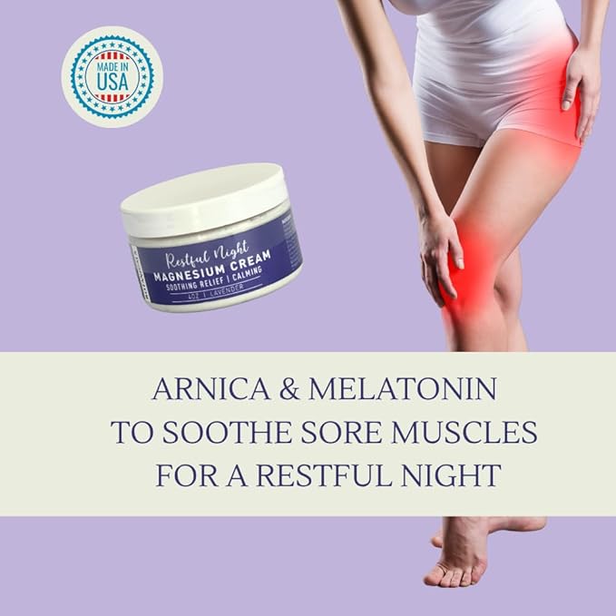 Wedding Restful Night Magnesium Cream Apply to Arms Legs Chest or Back with Valerian Root &amp Melatonin Lavender Scented 4 oz Natural Soothing Relief Botanicals