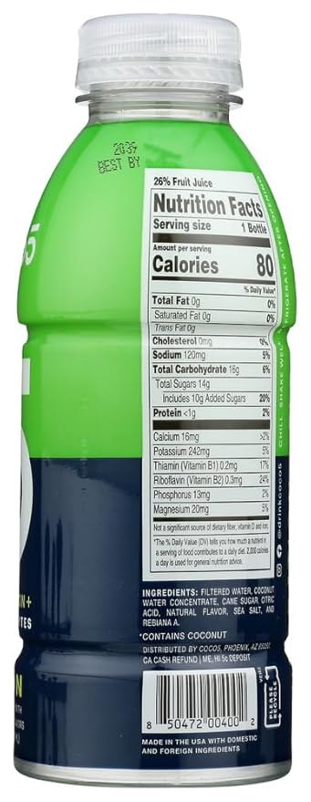 Coco5 All Natural Coconut Water Limon 12 Count by Coco5