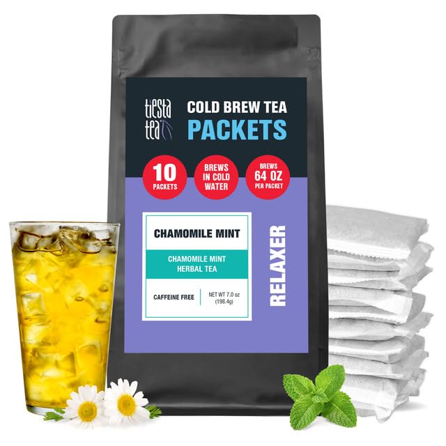 Tiesta Tea - Chamomile Mint Cold Brew Loose Leaf Premium Blend Non-Caffeinated Iced Tea 10 Cold Brew Packets Makes One 64oz Pitcher
