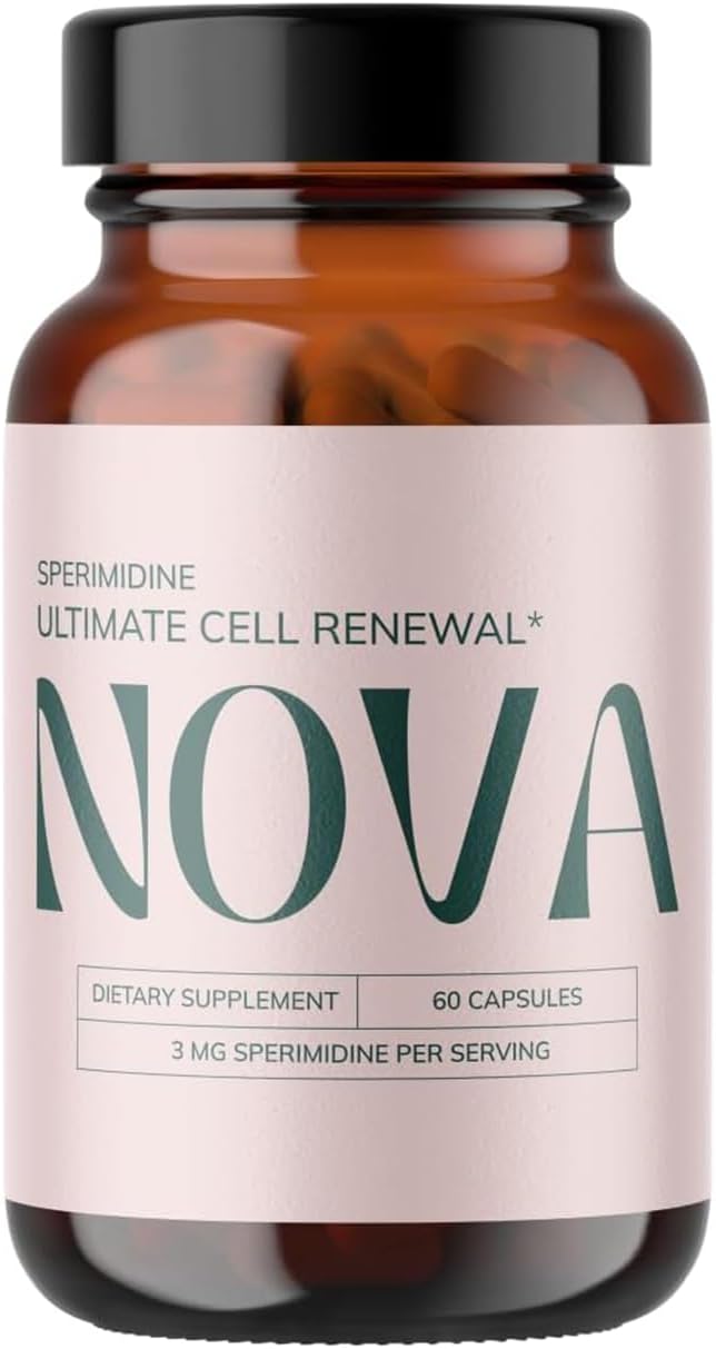 Nova Ultimate Cell Renewal/Spermidine Supplements Organic Wheat Germ Anti Aging Supplement with High Spermidine Zinc and Thiamine for Optimal Autophagy 60 Capsules (Pack of 1)