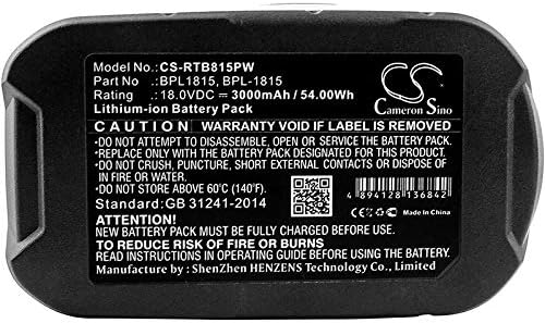 SYTH Replacement for Battery Compatible Ryobi BPP-1813 BPP-1815 BPP-1817 BPP-1817/2 CHV-180L CHV-18WDM CID-1802M CID-1803L CID-1803M CID-182L CID-183L CJS-180L (3000mAh/18V)