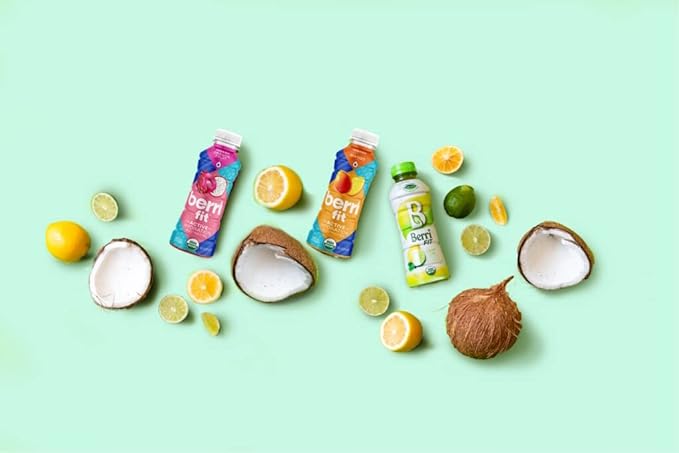 Berri Fit 2-Flavor Variety Pack | Natural Plant-Based Electrolytes - Certified Organic - Non-GMO - Low-Calorie Fitness Beverage - Paleo Friendly| Mango &amp Dragon Fruit - 16oz | Pack of 8