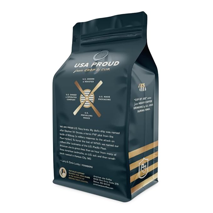 American Joe Coffee Pearl Harbor 100% US Grown Specialty Coffee Roasted in Kansas City Medium-Dark | Whole Bean 12oz Gourmet Artesian Grade American Grown American Made Hawaiian Coffee