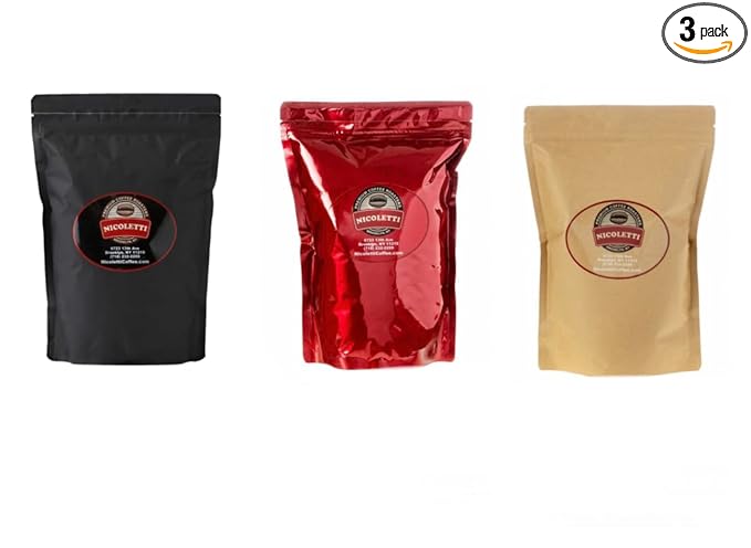 Nicoletti Coffee Espresso Roast Sampler (3 pack of 1 pound each) Whole Beans Fresh Roasted