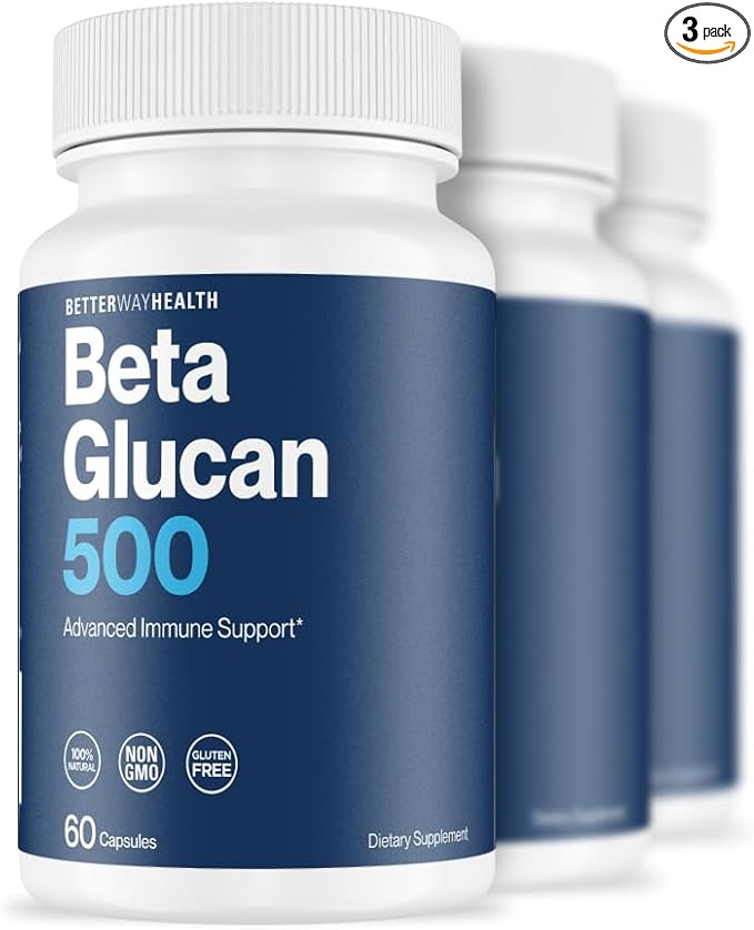 Better Way Health™ - Advanced Immune Readiness - Highly Purified 13/16 Beta Glucan 500 - Clinically Tested Immune Defense - 500mg/60 Capsules (Pack of 3)