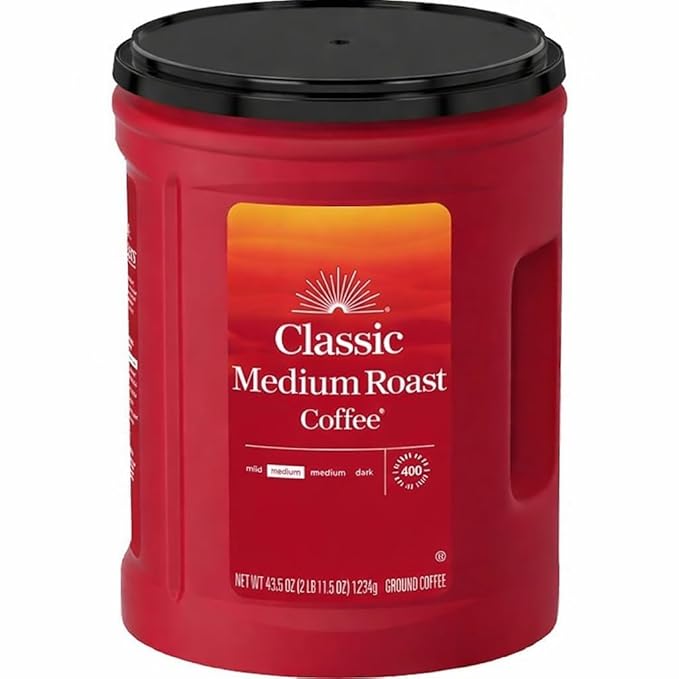 Fogers Classic Medium Roast Ground Coffee 43.5 oz Canister Rich and Smooth Flavor Value Pack