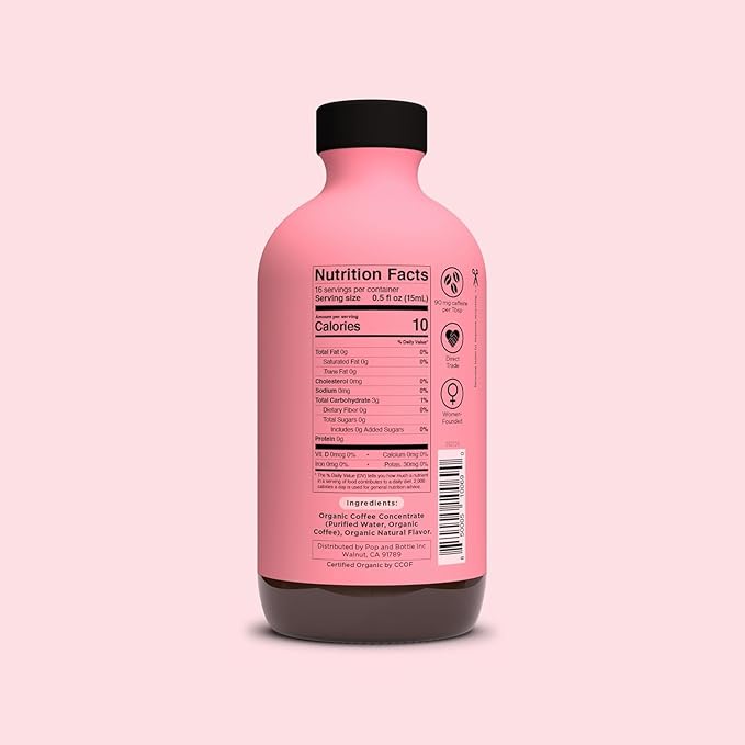 Pop &amp Bottle Organic Cold Brew Coffee Concentrate - Iced Coffee Concentrate Liquid for At Home Dairy Free Makes Up to 16 Cups - Vanilla &amp Caramel 8 fl oz (Mixed 2 Pack)