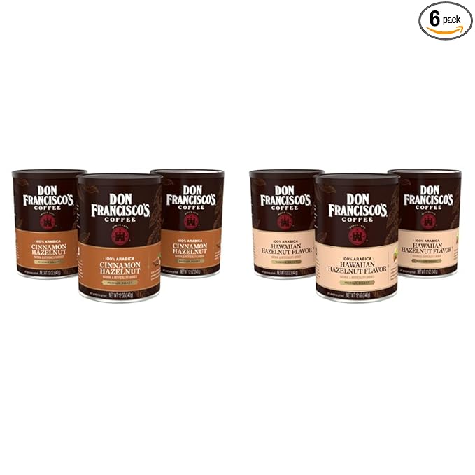 Don Francisco's Cinnamon &amp Hawaiian Hazelnut Flavored Coffee (12 x 6 oz Cans)