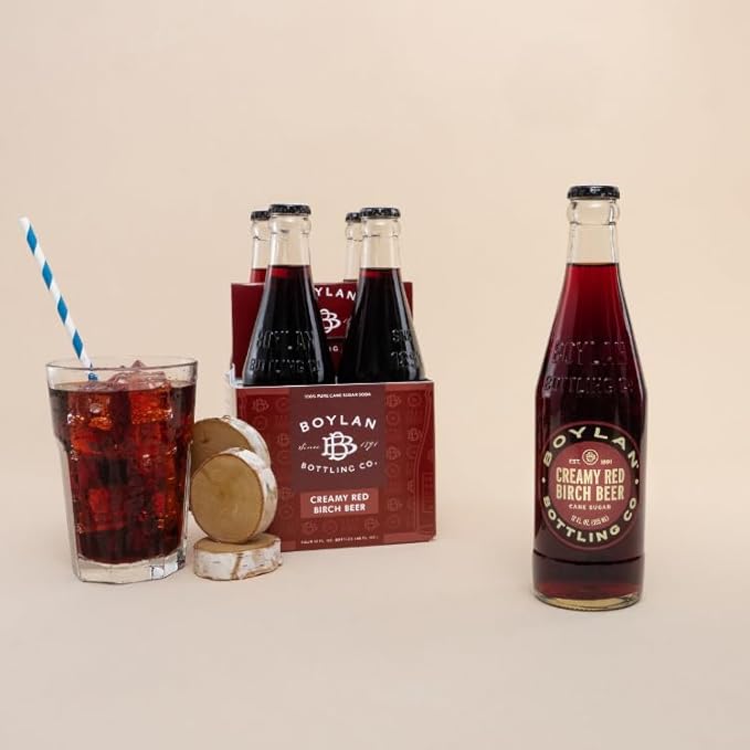 Boylan Bottling Craft Cane Sugar Soda - Creamy Red Birch Beer 12oz Glass Bottle (12 Pack Creamy Red Birch Beer)