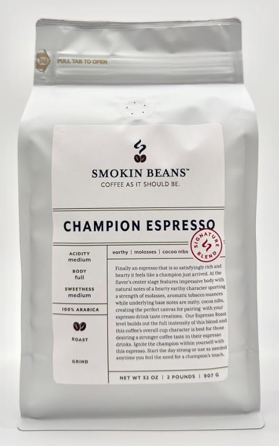 Smokin Beans 2-Pound Champion Espresso Coffee Our Signature Blend Espresso Roast Premium Whole Bean Specialty Coffee