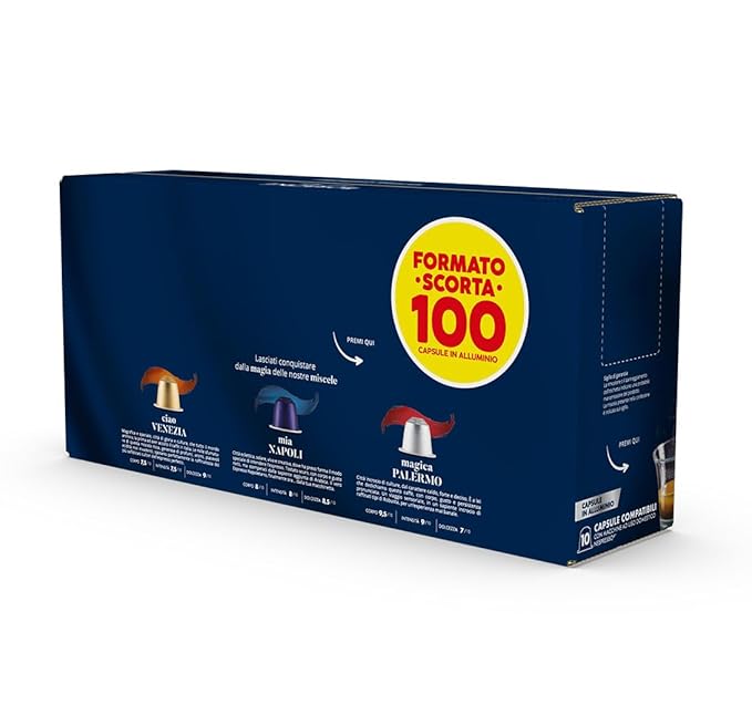 Caffè Borbone Mia Napoli Aluminum Capsules Compatible with Nespresso Original Machines Medium Roast 100 Count