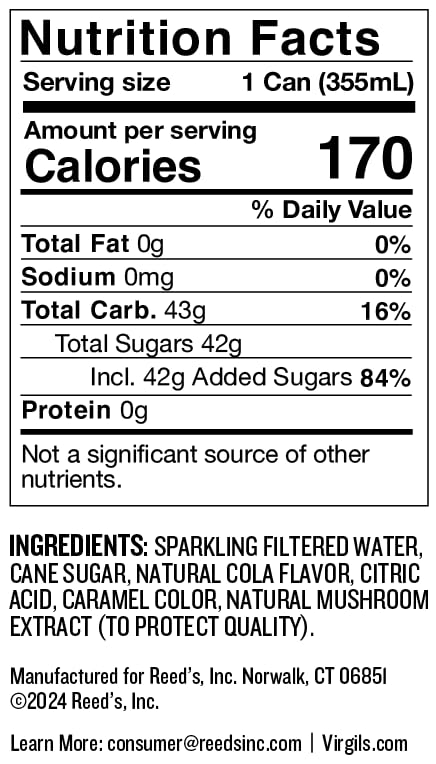 Virgil's Handcrafted Cola - Bold Flavor Caffeine Free - 12oz Cans 24 Pack