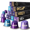 Real Coffee Great Taste. Every Day Discover Decaf Pack | Compatible with Nespresso Original Line | 3 City Blends: Arezzo Firenze Torino | 100 Aluminum Capsules | Product of Italy