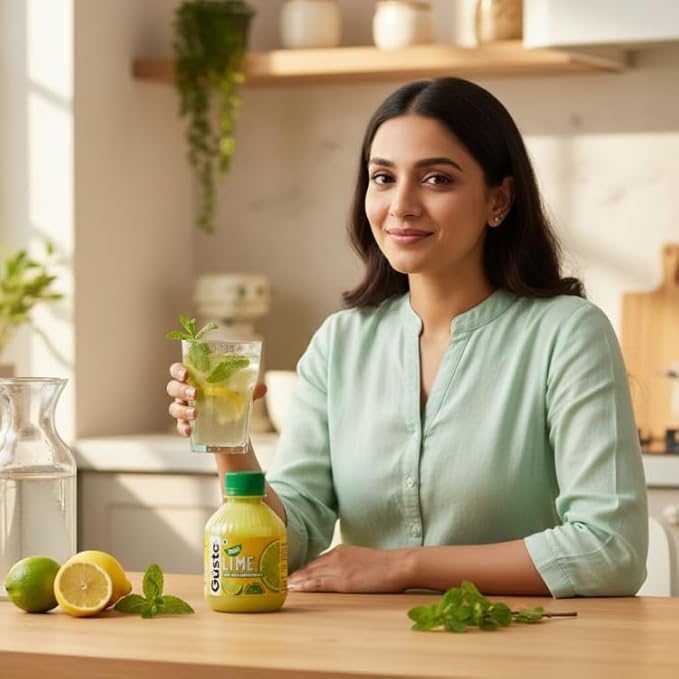 Gusto Foods Green Lime Juice Concentrate - Pack Of 3 20.2 oz (600Ml)| Equivalent To 60 Limes | Pocket Friendly Bottle | Ideal For Daily Use In Cooking &amp Beverages | Lime Juice In Every Drop 0.77