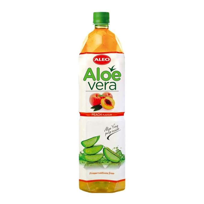 ALEO 1.5L x 12 Premium Peach Aloe Vera Drink - Natural No Preservatives No Artificial Colors Superior Taste Award 2025