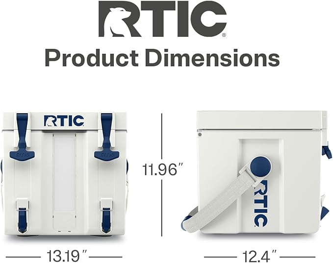 RTIC Halftime Water Cooler 3 Gallon Portable Carrier Container Drink Beverage Dispenser Stackable with 2 Taps Bottleless BPA-Free for Sports Camping BBQ Parties Picnic Cool Grey &amp Navy