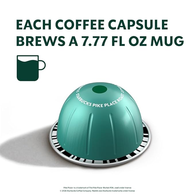 Starbucks by Nespresso Vertuo Pike Place Medium Roast Coffee 30-count Coffee Pods Brews 7.8 oz.