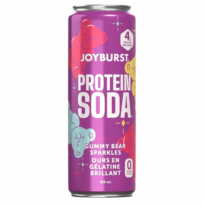 Protein Soda Variety Pack - 15 Pack (355 mL Cans) - Gummy Bear Fuzzy Peach &amp Cotton Candy Flavors - 0g Sugar 4g Protein - Keto Friendly Gluten-Free &amp Carbonated