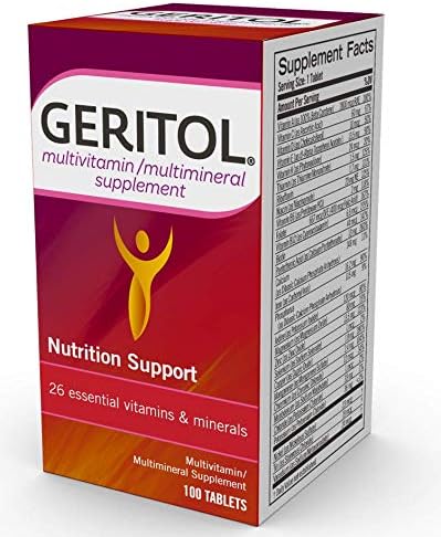 Geritol Multi-Vitamin Nutritional Support Tablets Balance of 26 Essential Vitamins and Minerals 100-Count Bottles (Pack of 2)
