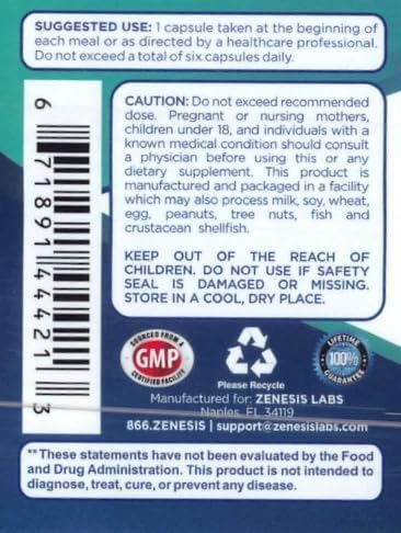 Zenesis Labs Digestive Enzymes - with Amylase Bromelain Protease Lipase &amp 14 Other Enzymes - 180