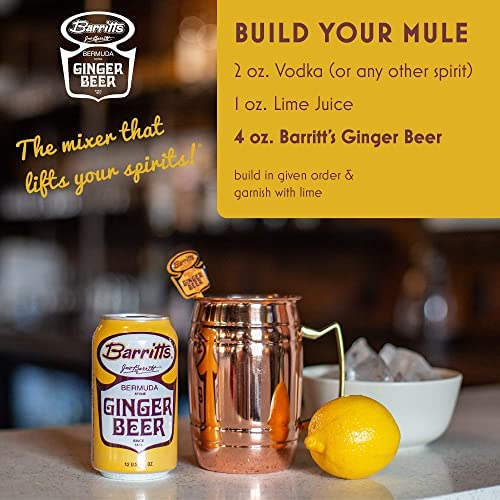 Barritt's Ginger Beer Original Ginger Beer Non-Alcoholic Soda Cocktail Mixer 12 fl oz Cans 24 Pack