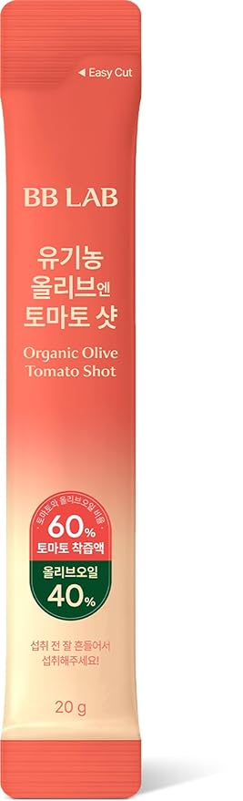 BB LAB Organic Olive Tomato Shot 100% Spanish Organic Extra Virgin Olive Oil &amp Tomato Blend Travel Easy on-the-go Liquid Stick 20g x 10 Sticks