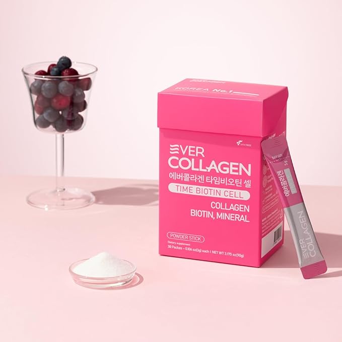 Time Biotin Cell Low Molecular Weight Marine Collagen Peptides Powder Supplement Travel Packets for Skin Hair and Nails 30 Sticks