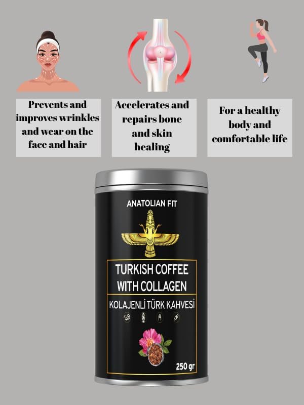 Natural Powder Collagen Coffee for Types 1-5 | Health Boosting Collagen Supplement &amp Anti-Aging Benefits 250 gr 8.82 oz