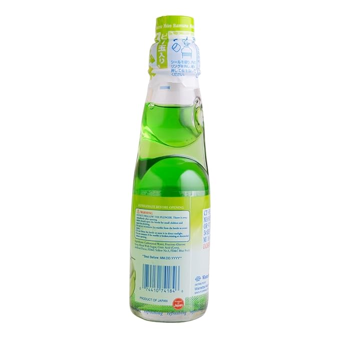 Shirakiku Ramune Drink Melon Carbonated Marble Soft Drink of Japan 6.76 oz (Pack of 6)