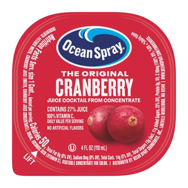 Ocean Spray Cranberry Juice Cocktail Cups 4 Ounce (Pack of 48)