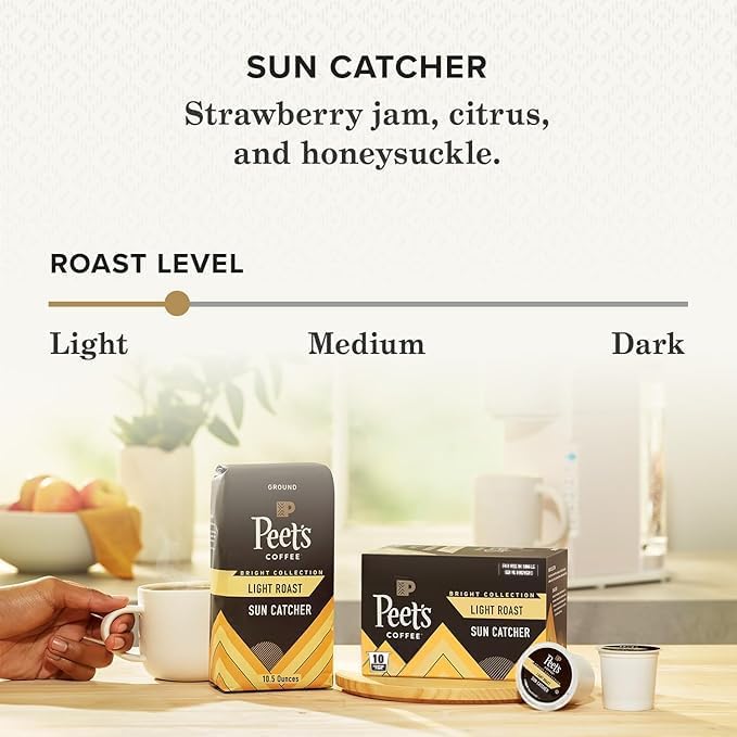 Peet's Coffee Light Roast Keurig K-Cup Pods 100% Arabica Coffee - Sun Catcher 60 Count (6 Boxes of 10 Pods)