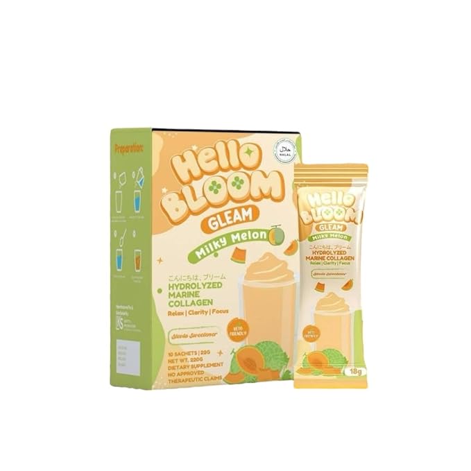 Hello Bloom GLEAM Collagen Mix Drinks by Kiray Celis (1 Pack Milky Melon)