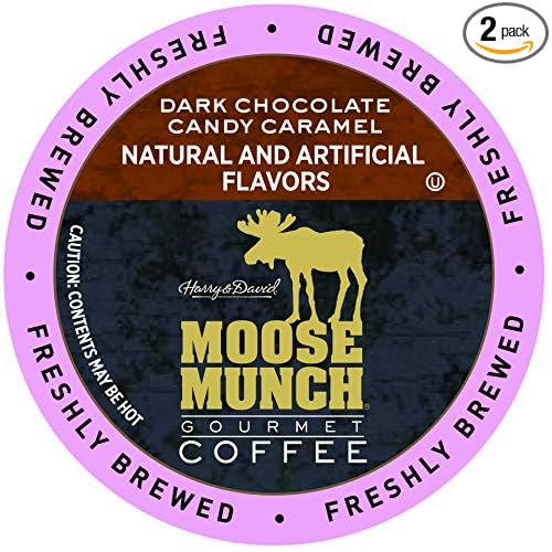 Moose Munch Coffee in Single Serve Cups for use with all Keurig K-Cups Brewers 36 Count (Dark Chocolate Candy Caramel)