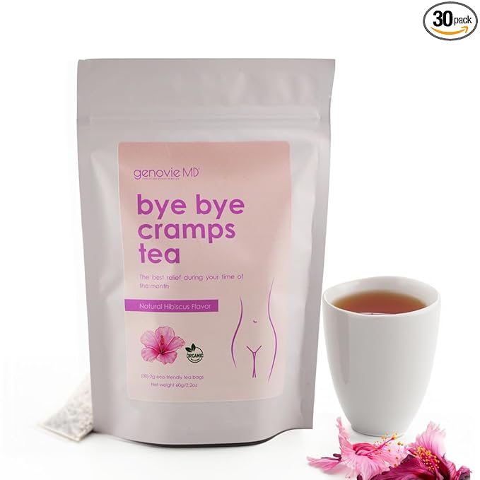 Bye Bye Cramps Tea – Apple Cider &amp Hibiscus 30 Bags for Natural Menstrual Relief