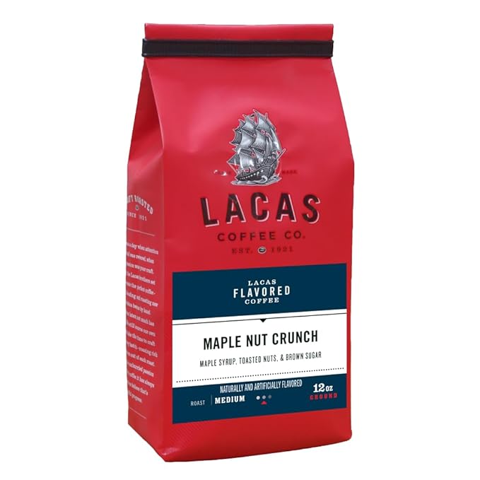 Lacas Coffee Company Medium Fine Ground Coffee 12oz Bag (2 bags Maple Nut Crunch)