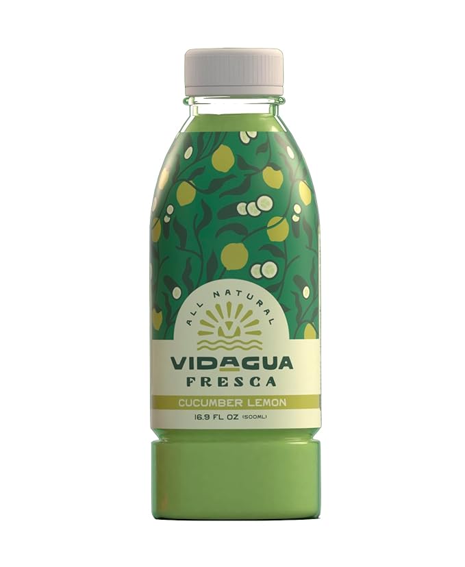 Vidagua Agua Fresca Cucumber Lemon Ready-to-Drink Fruit Beverage 16.9 fl oz Bottles Pack of 12