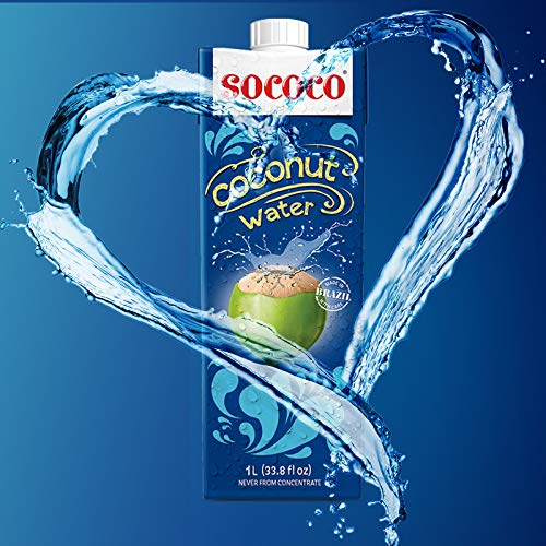SOCOCO 100% Pure Coconut Water | Natural Electrolytes | Vital Nutrients | Refreshing 33.8 Oz (Pack of 12)