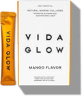 Vida Glow Marine Collagen Powder - Anti Aging Supplement with Collagen Peptides Promotes Glowing Skin Strong Nails Healthy Hair | 30 Servings Mango Flavor