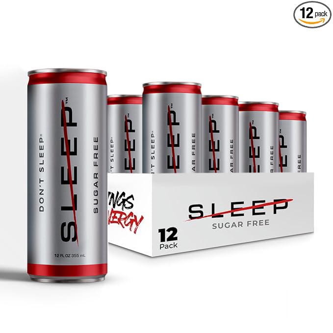 Don't Sleep Energy Drink - Sugar-Free 12-Pack Clean energy &amp 5 Calories per Can Caffeine Taurine and B-BVitamins for an Unstoppable Boost - 116mg of Caffeine