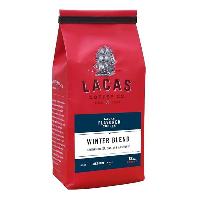 Lacas Coffee Company Medium Fine Ground Coffee 12oz Bag (2 bags Winter Blend)