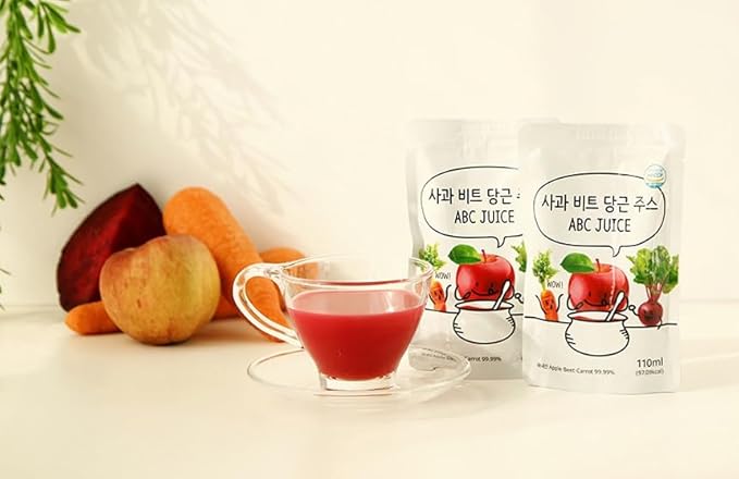 YoonSunAe ABC Juice 110ml/3.72fl.oz. X 30 Pouch Apple Beet Carrot Juice NFC(Not From Concentrate) No Sugar Added Made in Korea