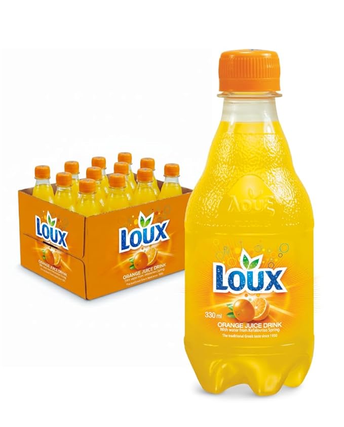 Loux | Greek Soft Drink | Orange | Pack of 12 | 330ml