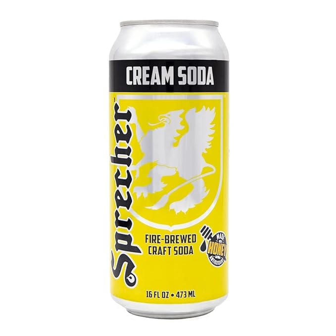 Sprecher Cream Soda &amp Orange Dream Craft Soda – Fire-Brewed with Real Honey Handcrafted Gourmet Beverages Caffeine-Free – 16 fl oz Cans (24 Pack Total)