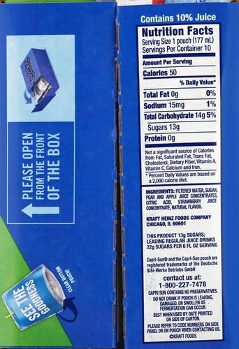 Capri Sun Strawberry Ready-to-Drink Juice 6 Fl Oz (Pack of 10)