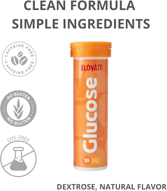 ELOVATE Fast Acting Glucose Tablets Peach &amp Raspberry Variety – Raise Low Blood Sugar 15g Per Serving Chewable Gluten Free – 8 Tubes (80 Count Multiflavor)