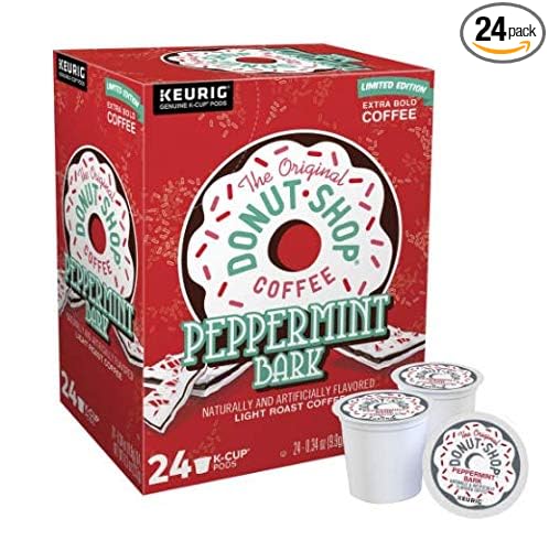 The Original Donut Shop Coffee 24 K Cups Count Pods Capsules (FLAVORS) Light/Medium/Bold Roast Flavored Premium Coffee For Keurig Machine (24 K-Cups Original Donut Shop Peppermint Bark)