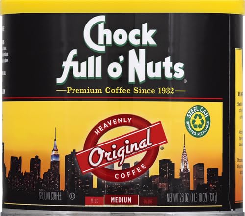 Chock Full o’Nuts Original Roast Ground Coffee Medium Roast – Coffee Beans – Smooth Full-Bodied Medium Blend with A Rich Flavor (26 Oz. Can) (Pack of 2)