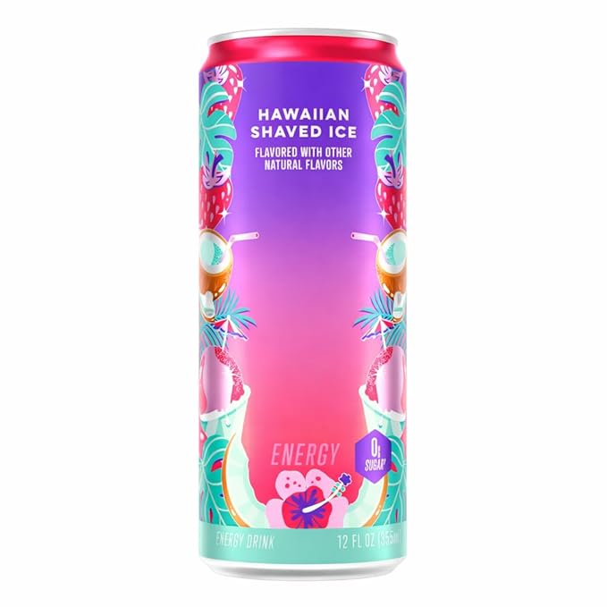 New Alanni Energy Drink Assorted 6 Pack – Cotton Candy Pink Slush &amp Hawaian Shaved Ice Flavors – Sweet Refreshing Powerful Energy Boost Drinks Zero Sugar 12 fl oz Cans