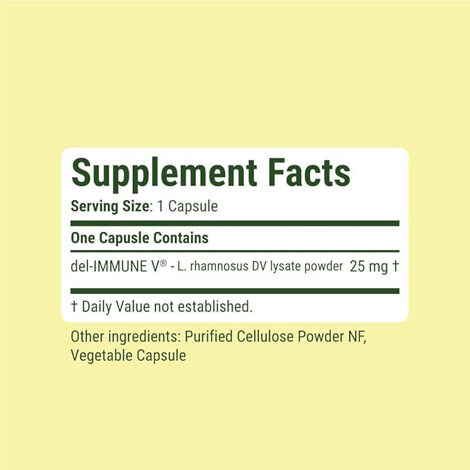 Del-Immune V Daily by Stellar Biotics All-Natural Immune Support &amp Gut Health Immediate Care Metabiotic: NextGen Probiotic Therapy (60 Caps)